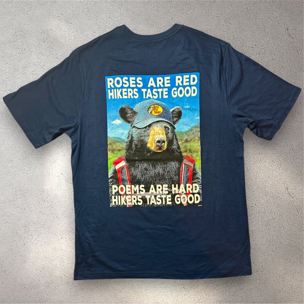 Bass Pro Shops Mens Bear Hikers Taste Good Graphic T-Shirt Navy Blue Medium M‎